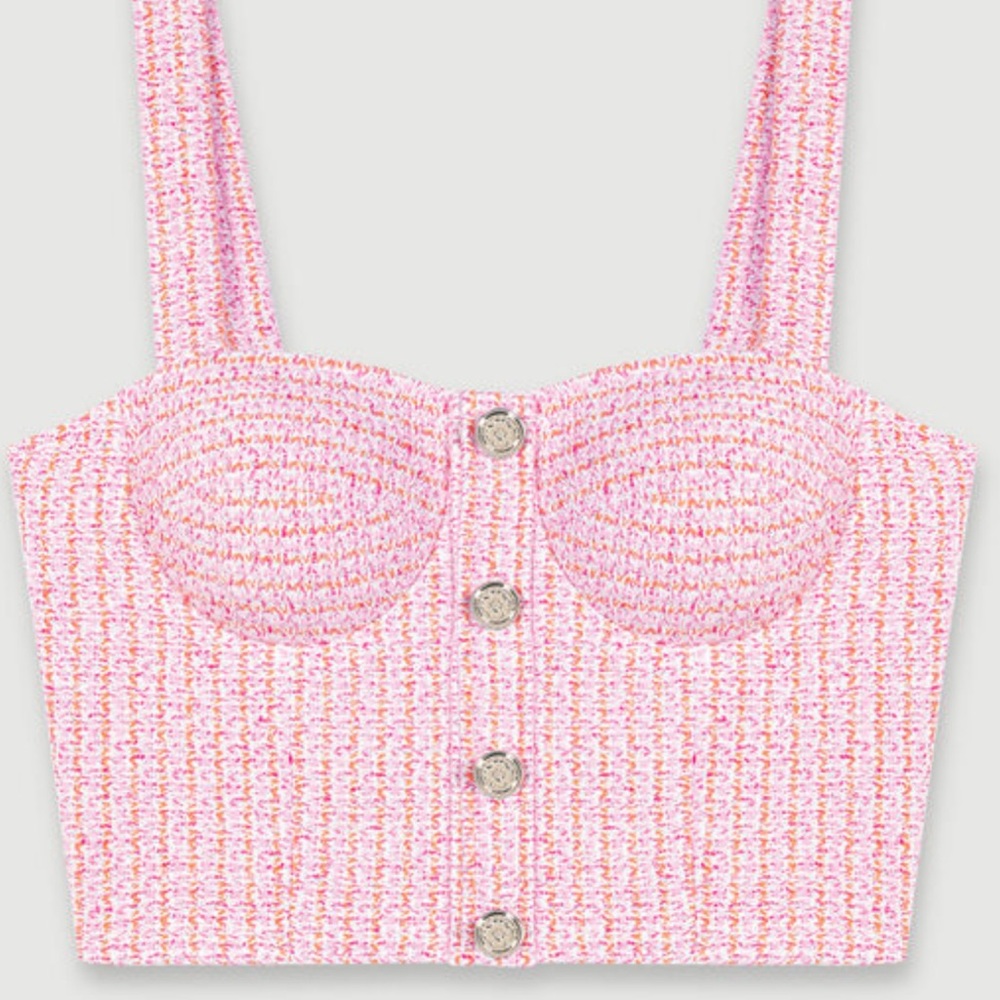 Maje Pink Tweed Top NWT